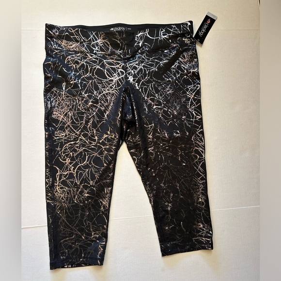 Ideology Athletic Metallic black crop legging NWT Sz-2X F2 - Picture 1 of 8